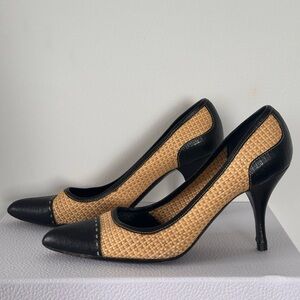 Prada Black and Tan Heels